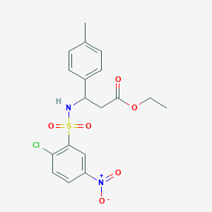 molecular formula C18H19ClN2O6S B4295670 ethyl 3-(2-chloro-5-nitrobenzenesulfonamido)-3-(4-methylphenyl)propanoate 
