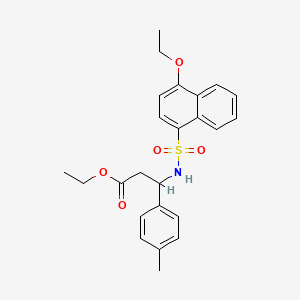 molecular formula C24H27NO5S B4295674 Ethyl 3-{[(4-ethoxynaphthyl)sulfonyl]amino}-3-(4-methylphenyl)propanoate 