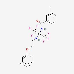 molecular formula C23H28F6N2O2 B4295707 N-(2-{[2-(ADAMANTAN-1-YLOXY)ETHYL]AMINO}-1,1,1,3,3,3-HEXAFLUOROPROPAN-2-YL)-3-METHYLBENZAMIDE 