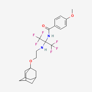 molecular formula C23H28F6N2O3 B4295784 N-(2-{[2-(ADAMANTAN-1-YLOXY)ETHYL]AMINO}-1,1,1,3,3,3-HEXAFLUOROPROPAN-2-YL)-4-METHOXYBENZAMIDE 