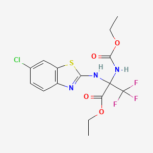 molecular formula C15H15ClF3N3O4S B4295798 ethyl 2-[(6-chloro-1,3-benzothiazol-2-yl)amino]-2-[(ethoxycarbonyl)amino]-3,3,3-trifluoropropanoate 