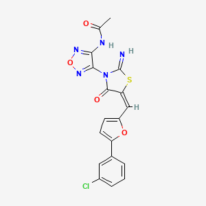 molecular formula C18H12ClN5O4S B4295820 N-{4-[(5E)-5-{[5-(3-chlorophenyl)furan-2-yl]methylidene}-2-imino-4-oxo-1,3-thiazolidin-3-yl]-1,2,5-oxadiazol-3-yl}acetamide 