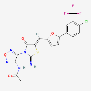 molecular formula C19H11ClF3N5O4S B4295876 N-{4-[(5Z)-5-({5-[4-chloro-3-(trifluoromethyl)phenyl]furan-2-yl}methylidene)-2-imino-4-oxo-1,3-thiazolidin-3-yl]-1,2,5-oxadiazol-3-yl}acetamide 