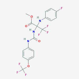 molecular formula C18H14F7N3O4 B4295886 METHYL 3,3,3-TRIFLUORO-2-(4-FLUOROANILINO)-2-({[4-(TRIFLUOROMETHOXY)ANILINO]CARBONYL}AMINO)PROPANOATE 
