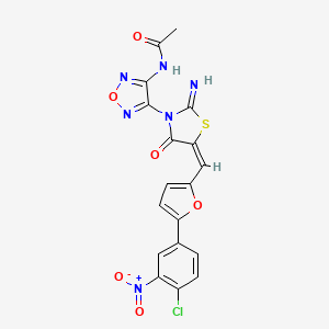 molecular formula C18H11ClN6O6S B4296059 N-{4-[(5E)-5-{[5-(4-chloro-3-nitrophenyl)furan-2-yl]methylidene}-2-imino-4-oxo-1,3-thiazolidin-3-yl]-1,2,5-oxadiazol-3-yl}acetamide 