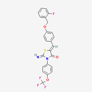molecular formula C24H16F4N2O3S B4296101 (5Z)-5-({4-[(2-FLUOROPHENYL)METHOXY]PHENYL}METHYLIDENE)-2-IMINO-3-[4-(TRIFLUOROMETHOXY)PHENYL]-1,3-THIAZOLIDIN-4-ONE 