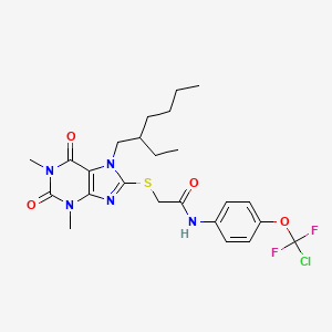 molecular formula C24H30ClF2N5O4S B4296180 N-[4-(CHLORODIFLUOROMETHOXY)PHENYL]-2-{[7-(2-ETHYLHEXYL)-1,3-DIMETHYL-2,6-DIOXO-2,3,6,7-TETRAHYDRO-1H-PURIN-8-YL]SULFANYL}ACETAMIDE 