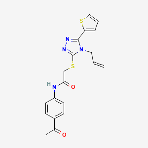molecular formula C19H18N4O2S2 B4296189 N-(4-acetylphenyl)-2-{[4-(prop-2-en-1-yl)-5-(thiophen-2-yl)-4H-1,2,4-triazol-3-yl]sulfanyl}acetamide 