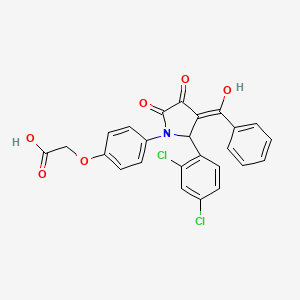 molecular formula C25H17Cl2NO6 B4296365 2-{4-[3-benzoyl-2-(2,4-dichlorophenyl)-4-hydroxy-5-oxo-2,5-dihydro-1H-pyrrol-1-yl]phenoxy}acetic acid 