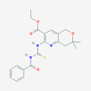 Ethyl 2-(benzoylcarbamothioylamino)-7,7-dimethyl-5,8-dihydropyrano[4,3-b]pyridine-3-carboxylate