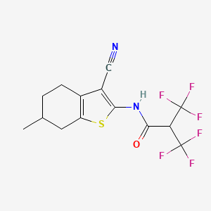 molecular formula C14H12F6N2OS B4296492 N-(3-cyano-6-methyl-4,5,6,7-tetrahydro-1-benzothiophen-2-yl)-3,3,3-trifluoro-2-(trifluoromethyl)propanamide 