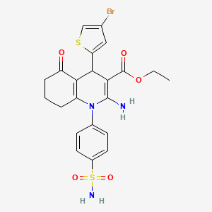 molecular formula C22H22BrN3O5S2 B4296567 ETHYL 2-AMINO-1-[4-(AMINOSULFONYL)PHENYL]-4-(4-BROMO-2-THIENYL)-5-OXO-1,4,5,6,7,8-HEXAHYDRO-3-QUINOLINECARBOXYLATE 