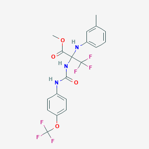 molecular formula C19H17F6N3O4 B4296639 METHYL 3,3,3-TRIFLUORO-2-[(3-METHYLPHENYL)AMINO]-2-({[4-(TRIFLUOROMETHOXY)PHENYL]CARBAMOYL}AMINO)PROPANOATE 