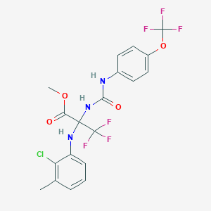 molecular formula C19H16ClF6N3O4 B4296641 METHYL 2-[(2-CHLORO-3-METHYLPHENYL)AMINO]-3,3,3-TRIFLUORO-2-({[4-(TRIFLUOROMETHOXY)PHENYL]CARBAMOYL}AMINO)PROPANOATE 