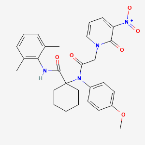 molecular formula C29H32N4O6 B4296670 N-(2,6-DIMETHYLPHENYL)-1-[N-(4-METHOXYPHENYL)-2-(3-NITRO-2-OXO-1,2-DIHYDROPYRIDIN-1-YL)ACETAMIDO]CYCLOHEXANE-1-CARBOXAMIDE 