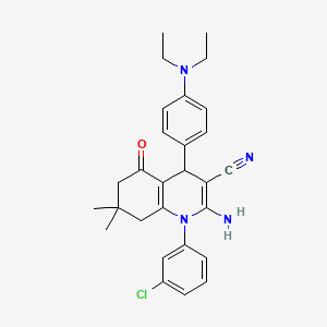 molecular formula C28H31ClN4O B4296687 2-amino-1-(3-chlorophenyl)-4-[4-(diethylamino)phenyl]-7,7-dimethyl-5-oxo-1,4,5,6,7,8-hexahydroquinoline-3-carbonitrile 
