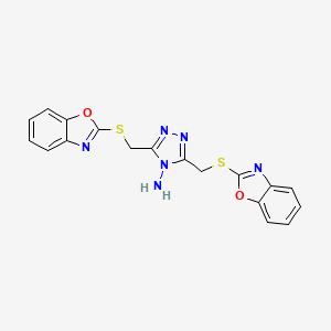molecular formula C18H14N6O2S2 B4296771 3,5-bis[(1,3-benzoxazol-2-ylsulfanyl)methyl]-4H-1,2,4-triazol-4-amine 