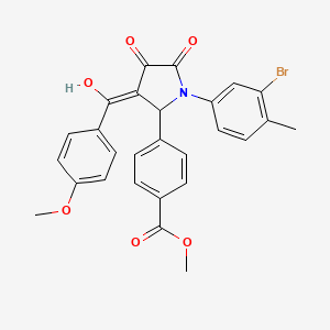 molecular formula C27H22BrNO6 B4296809 methyl 4-[1-(3-bromo-4-methylphenyl)-4-hydroxy-3-(4-methoxybenzoyl)-5-oxo-2,5-dihydro-1H-pyrrol-2-yl]benzoate 