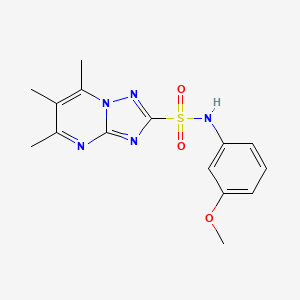 molecular formula C15H17N5O3S B4297056 N-(3-methoxyphenyl)-5,6,7-trimethyl-[1,2,4]triazolo[1,5-a]pyrimidine-2-sulfonamide 