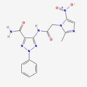 molecular formula C15H14N8O4 B4297111 5-[2-(2-METHYL-5-NITRO-1H-IMIDAZOL-1-YL)ACETAMIDO]-2-PHENYL-2H-1,2,3-TRIAZOLE-4-CARBOXAMIDE 