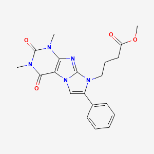molecular formula C20H21N5O4 B4297149 METHYL 4-{1,3-DIMETHYL-2,4-DIOXO-7-PHENYL-1H,2H,3H,4H,8H-IMIDAZO[1,2-G]PURIN-8-YL}BUTANOATE 