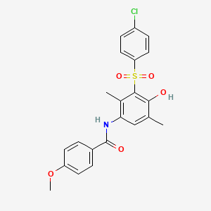 molecular formula C22H20ClNO5S B4297240 N-[3-(4-CHLOROBENZENESULFONYL)-4-HYDROXY-2,5-DIMETHYLPHENYL]-4-METHOXYBENZAMIDE 