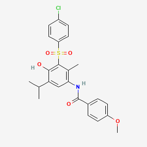 molecular formula C24H24ClNO5S B4297245 N-[3-(4-CHLOROBENZENESULFONYL)-4-HYDROXY-2-METHYL-5-(PROPAN-2-YL)PHENYL]-4-METHOXYBENZAMIDE 