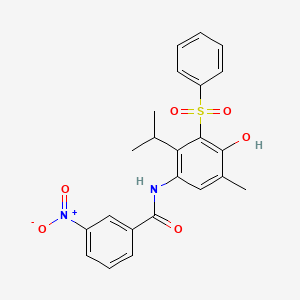 molecular formula C23H22N2O6S B4297253 N-[3-(BENZENESULFONYL)-4-HYDROXY-5-METHYL-2-(PROPAN-2-YL)PHENYL]-3-NITROBENZAMIDE 