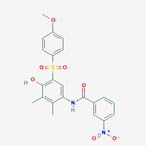 molecular formula C22H20N2O7S B4297260 N-{4-hydroxy-5-[(4-methoxyphenyl)sulfonyl]-2,3-dimethylphenyl}-3-nitrobenzamide 