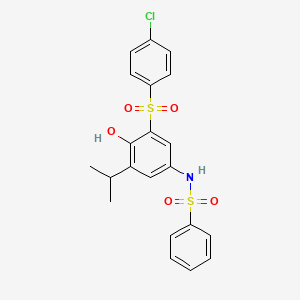 molecular formula C21H20ClNO5S2 B4297269 N-[3-(4-CHLOROBENZENESULFONYL)-4-HYDROXY-5-(PROPAN-2-YL)PHENYL]BENZENESULFONAMIDE 