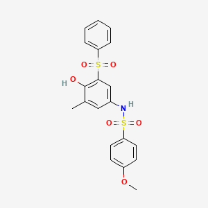 molecular formula C20H19NO6S2 B4297274 N-[4-hydroxy-3-methyl-5-(phenylsulfonyl)phenyl]-4-methoxybenzenesulfonamide 