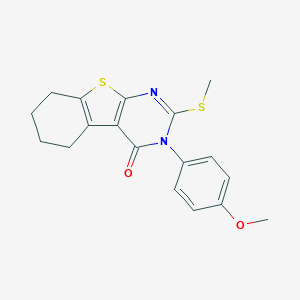 molecular formula C18H18N2O2S2 B429728 3-(4-methoxyphenyl)-2-(methylsulfanyl)-5,6,7,8-tetrahydro[1]benzothieno[2,3-d]pyrimidin-4(3H)-one 