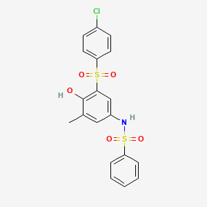 molecular formula C19H16ClNO5S2 B4297297 N-[3-(4-CHLOROBENZENESULFONYL)-4-HYDROXY-5-METHYLPHENYL]BENZENESULFONAMIDE 