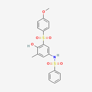 molecular formula C20H19NO6S2 B4297301 N-[4-HYDROXY-3-(4-METHOXYBENZENESULFONYL)-5-METHYLPHENYL]BENZENESULFONAMIDE 