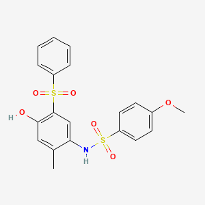 molecular formula C20H19NO6S2 B4297367 N-[5-(BENZENESULFONYL)-4-HYDROXY-2-METHYLPHENYL]-4-METHOXYBENZENE-1-SULFONAMIDE 