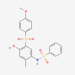 molecular formula C20H19NO6S2 B4297368 N-[4-HYDROXY-5-(4-METHOXYBENZENESULFONYL)-2-METHYLPHENYL]BENZENESULFONAMIDE 