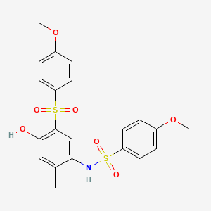 molecular formula C21H21NO7S2 B4297374 N-[4-HYDROXY-5-(4-METHOXYBENZENESULFONYL)-2-METHYLPHENYL]-4-METHOXYBENZENE-1-SULFONAMIDE 