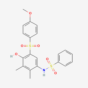 molecular formula C21H21NO6S2 B4297403 N-[4-HYDROXY-5-(4-METHOXYBENZENESULFONYL)-2,3-DIMETHYLPHENYL]BENZENESULFONAMIDE 