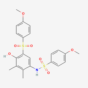 molecular formula C22H23NO7S2 B4297409 N-[4-HYDROXY-5-(4-METHOXYBENZENESULFONYL)-2,3-DIMETHYLPHENYL]-4-METHOXYBENZENE-1-SULFONAMIDE 