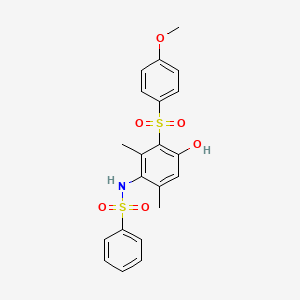 molecular formula C21H21NO6S2 B4297423 N-[4-HYDROXY-3-(4-METHOXYBENZENESULFONYL)-2,6-DIMETHYLPHENYL]BENZENESULFONAMIDE 