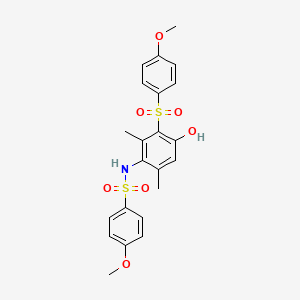 molecular formula C22H23NO7S2 B4297425 N-[4-HYDROXY-3-(4-METHOXYBENZENESULFONYL)-2,6-DIMETHYLPHENYL]-4-METHOXYBENZENE-1-SULFONAMIDE 