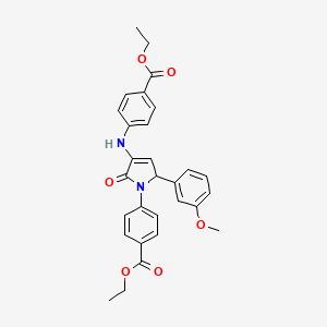 molecular formula C29H28N2O6 B4297480 Ethyl 4-(3-{[4-(ethoxycarbonyl)phenyl]amino}-5-(3-methoxyphenyl)-2-oxo-2,5-dihydro-1H-pyrrol-1-YL)benzoate 