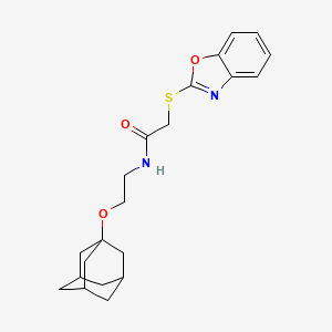 molecular formula C21H26N2O3S B4297576 N-[2-(ADAMANTAN-1-YLOXY)ETHYL]-2-(1,3-BENZOXAZOL-2-YLSULFANYL)ACETAMIDE 
