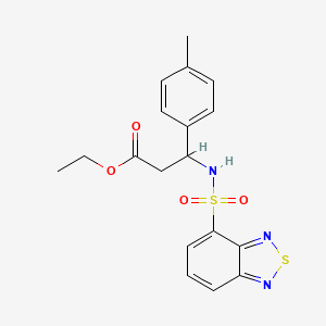 molecular formula C18H19N3O4S2 B4297601 ETHYL 3-(2,1,3-BENZOTHIADIAZOLE-4-SULFONAMIDO)-3-(4-METHYLPHENYL)PROPANOATE 