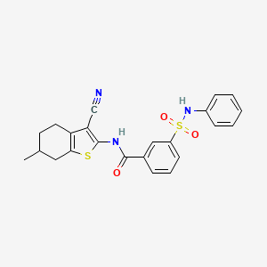 molecular formula C23H21N3O3S2 B4297678 N-(3-cyano-6-methyl-4,5,6,7-tetrahydro-1-benzothiophen-2-yl)-3-(phenylsulfamoyl)benzamide 