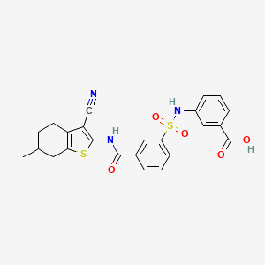 molecular formula C24H21N3O5S2 B4297688 3-{3-[(3-CYANO-6-METHYL-4,5,6,7-TETRAHYDRO-1-BENZOTHIOPHEN-2-YL)CARBAMOYL]BENZENESULFONAMIDO}BENZOIC ACID 