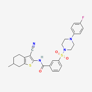 molecular formula C27H27FN4O3S2 B4297692 N-(3-cyano-6-methyl-4,5,6,7-tetrahydro-1-benzothiophen-2-yl)-3-{[4-(4-fluorophenyl)piperazin-1-yl]sulfonyl}benzamide 