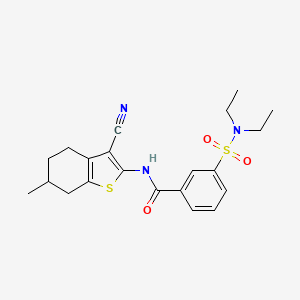 molecular formula C21H25N3O3S2 B4297698 N-(3-cyano-6-methyl-4,5,6,7-tetrahydro-1-benzothiophen-2-yl)-3-(diethylsulfamoyl)benzamide 