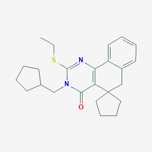 molecular formula C24H30N2OS B429774 3-(cyclopentylmethyl)-2-(ethylsulfanyl)-3H-spiro[benzo[h]quinazoline-5,1'-cyclopentan]-4(6H)-one CAS No. 316362-36-4