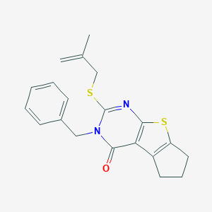 B429790 3-benzyl-2-[(2-methyl-2-propenyl)sulfanyl]-3,5,6,7-tetrahydro-4H-cyclopenta[4,5]thieno[2,3-d]pyrimidin-4-one CAS No. 351417-39-5